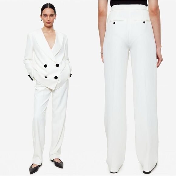 NWT Anine Bing X Helena Christensen James White Pants Trousers Ivory Size XS - Picture 1 of 15